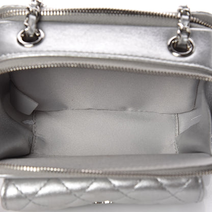 Chanel Metallic Lambskin Quilted Mini Pocket Box Camera Case Silver 7 of 15