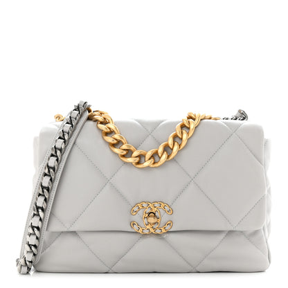 Chanel Lambskin Quilted Large Chanel 19 Flap Grey 1 of 10