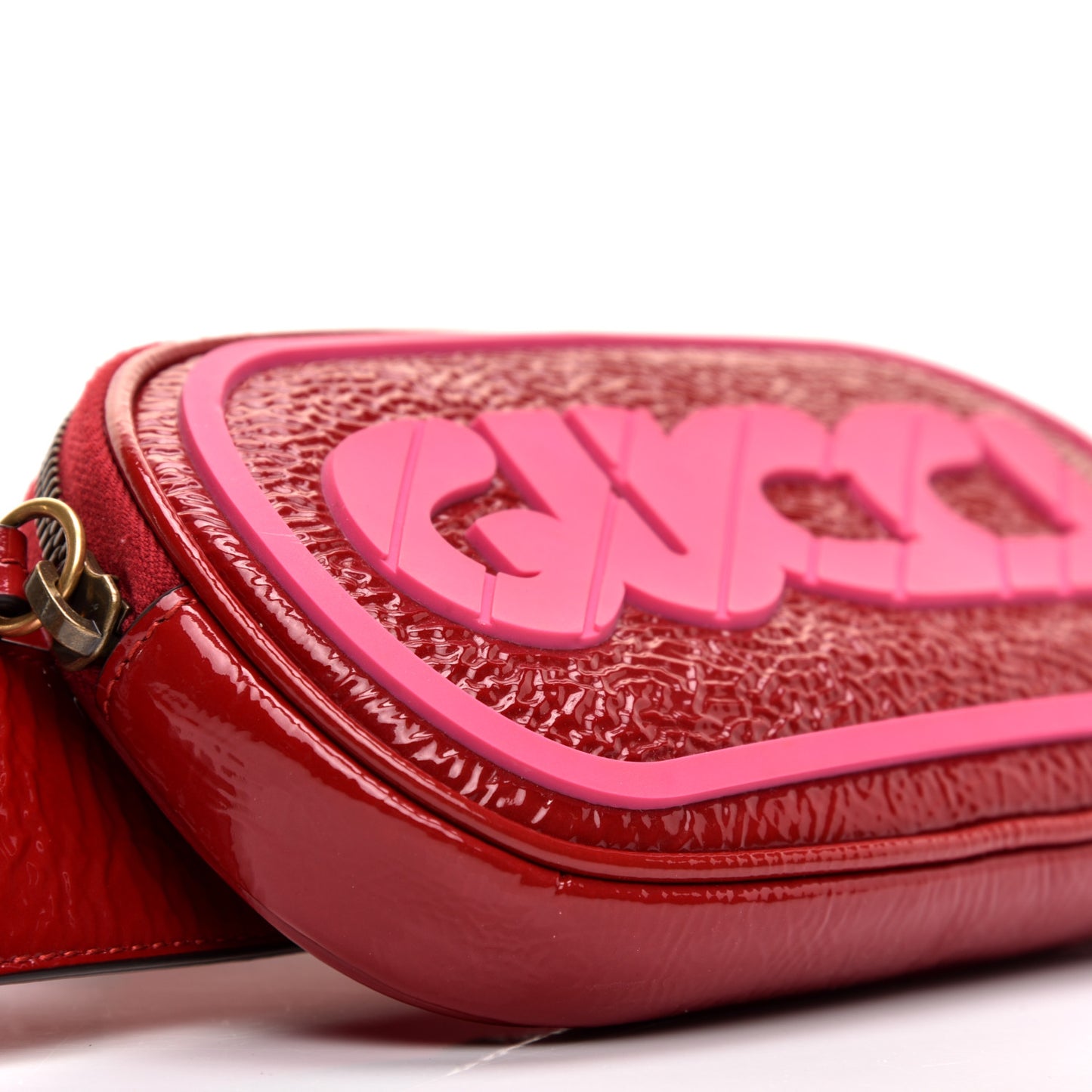 Patent Rubber Game Patch Logo Belt Bag 75 30 Hibiscus Red