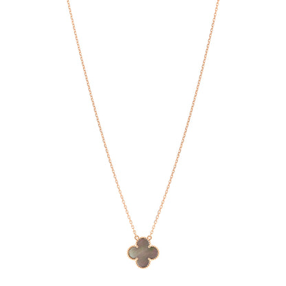 Van Cleef & Arpels 18K Rose Gold Gray Mother of Pearl Vintage Alhambra Pendant Necklace 1 of 5