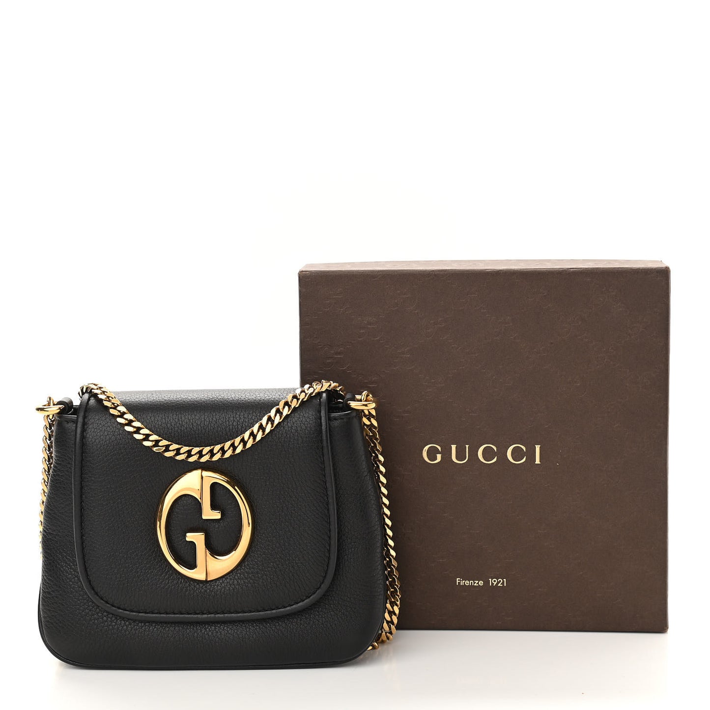 Pebbled Calfskin Small 1973 Chain Shoulder Bag Black