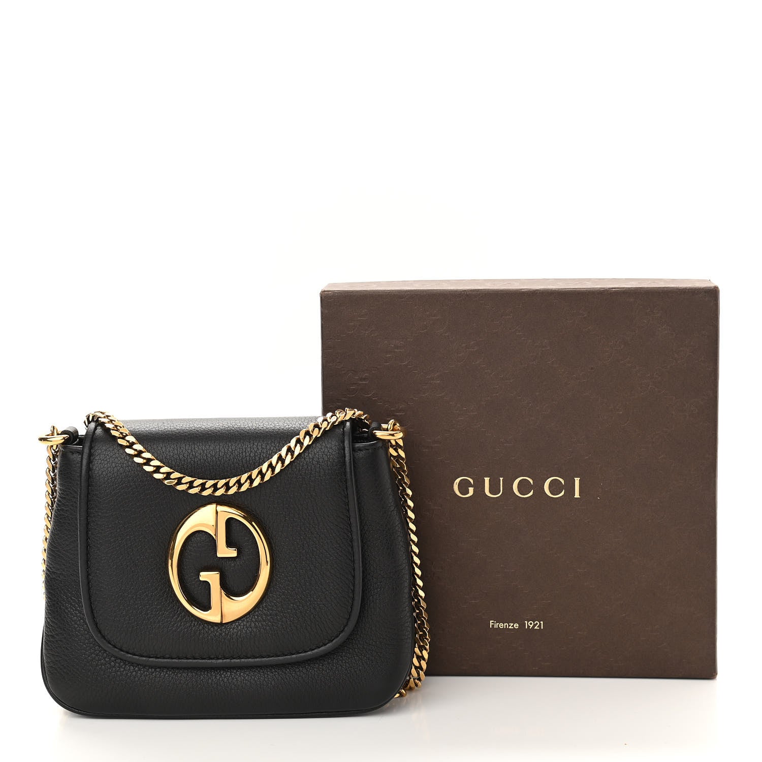 Gucci Pebbled Calfskin Small 1973 Chain Shoulder Bag Black 12 of 12
