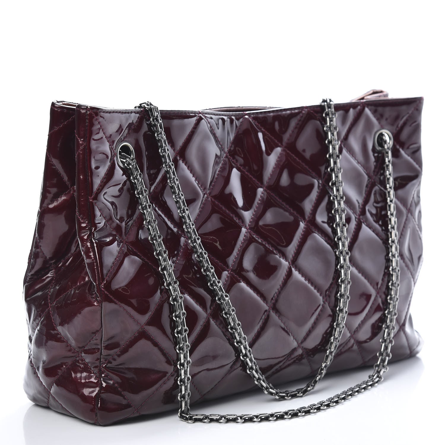 Chanel Patent Calfskin Quilted Reissue 2.55 Tote Burgundy 3 of 15