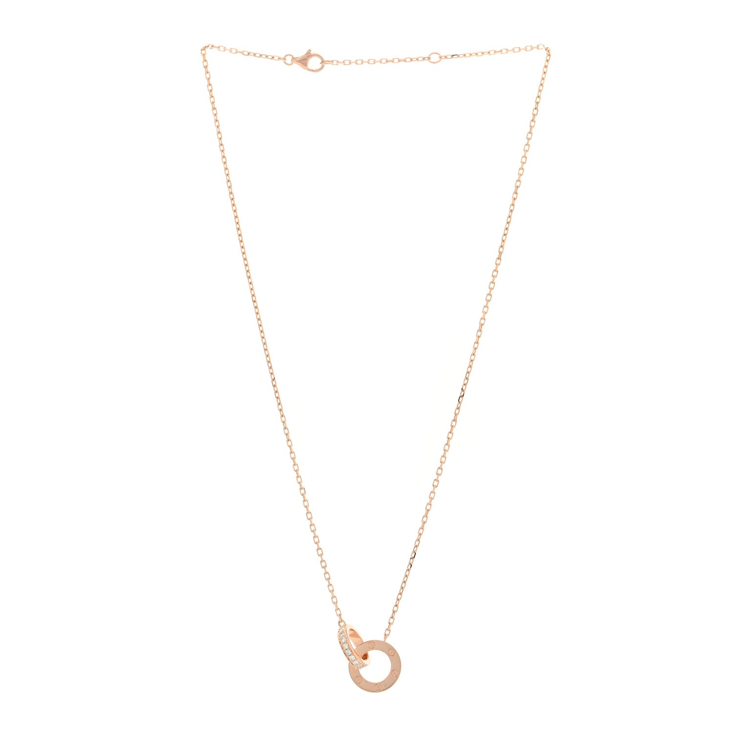 Cartier 18K Pink Gold Diamond Interlocking LOVE Paved Necklace 3 of 5
