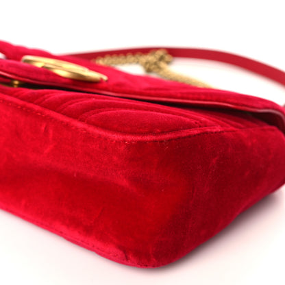 Gucci Velvet Matelasse Small GG Marmont Shoulder Bag Hibiscus Red 9 of 9
