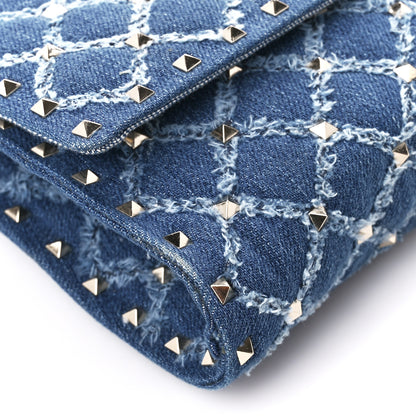 Valentino Garavani Denim Rockstud Spike Wallet on Chain Blue 9 of 11