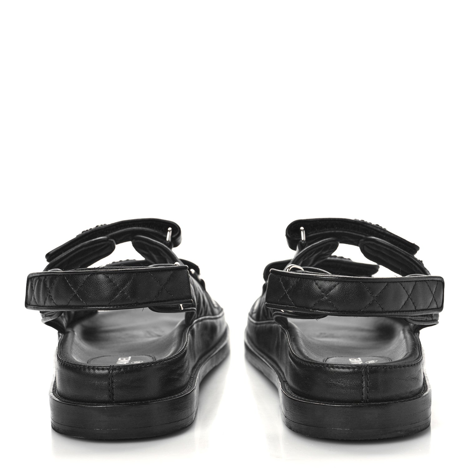 Chanel Lambskin Velcro Dad Sandals 40.5 Black 5 of 9