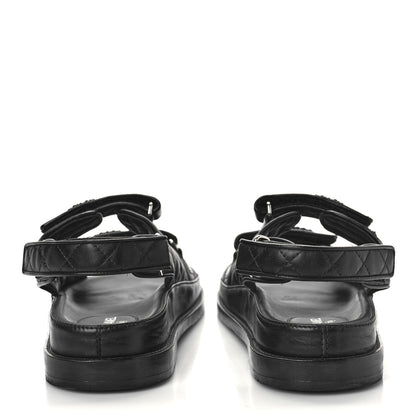 Chanel Lambskin Velcro Dad Sandals 40.5 Black 5 of 9