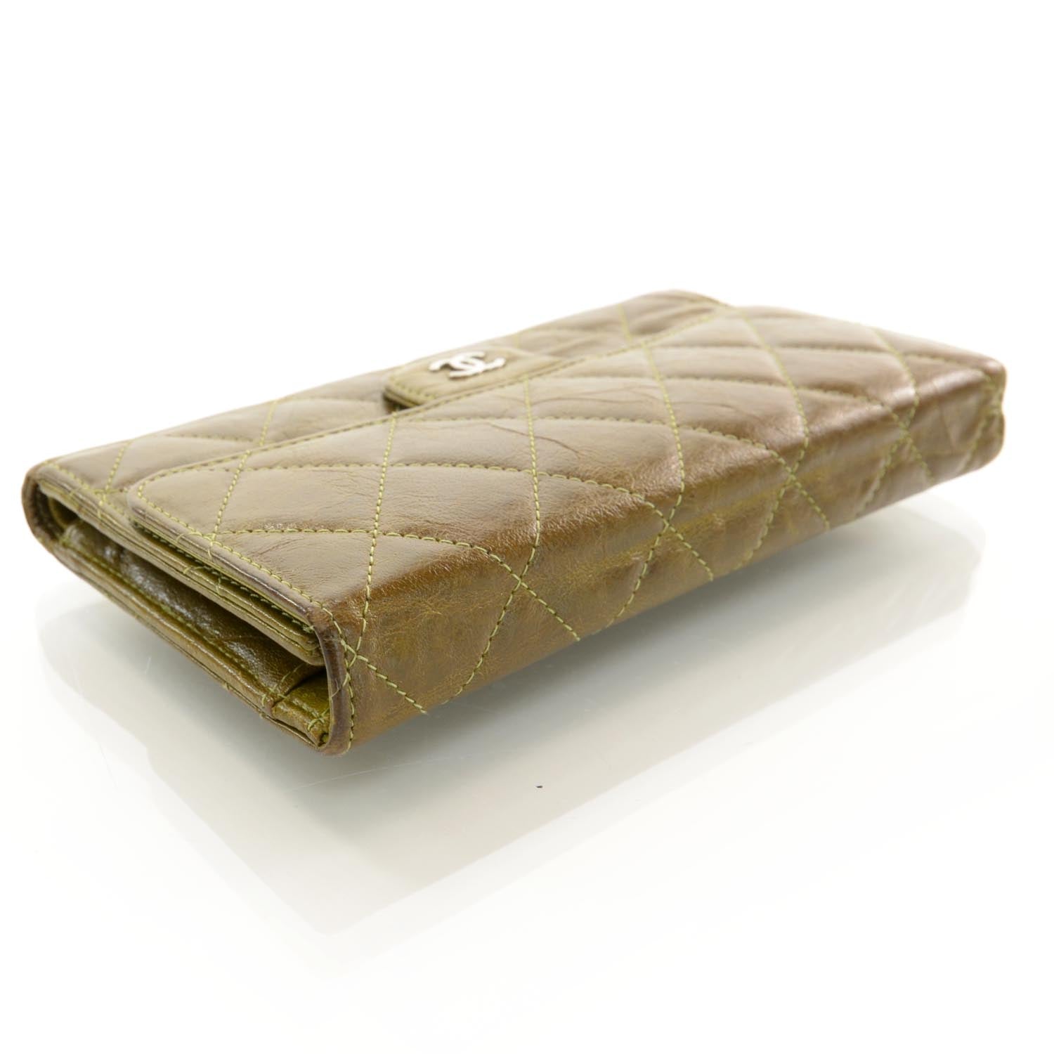 Chanel Calfskin Quilted Large Flap Wallet Green 4 of 10