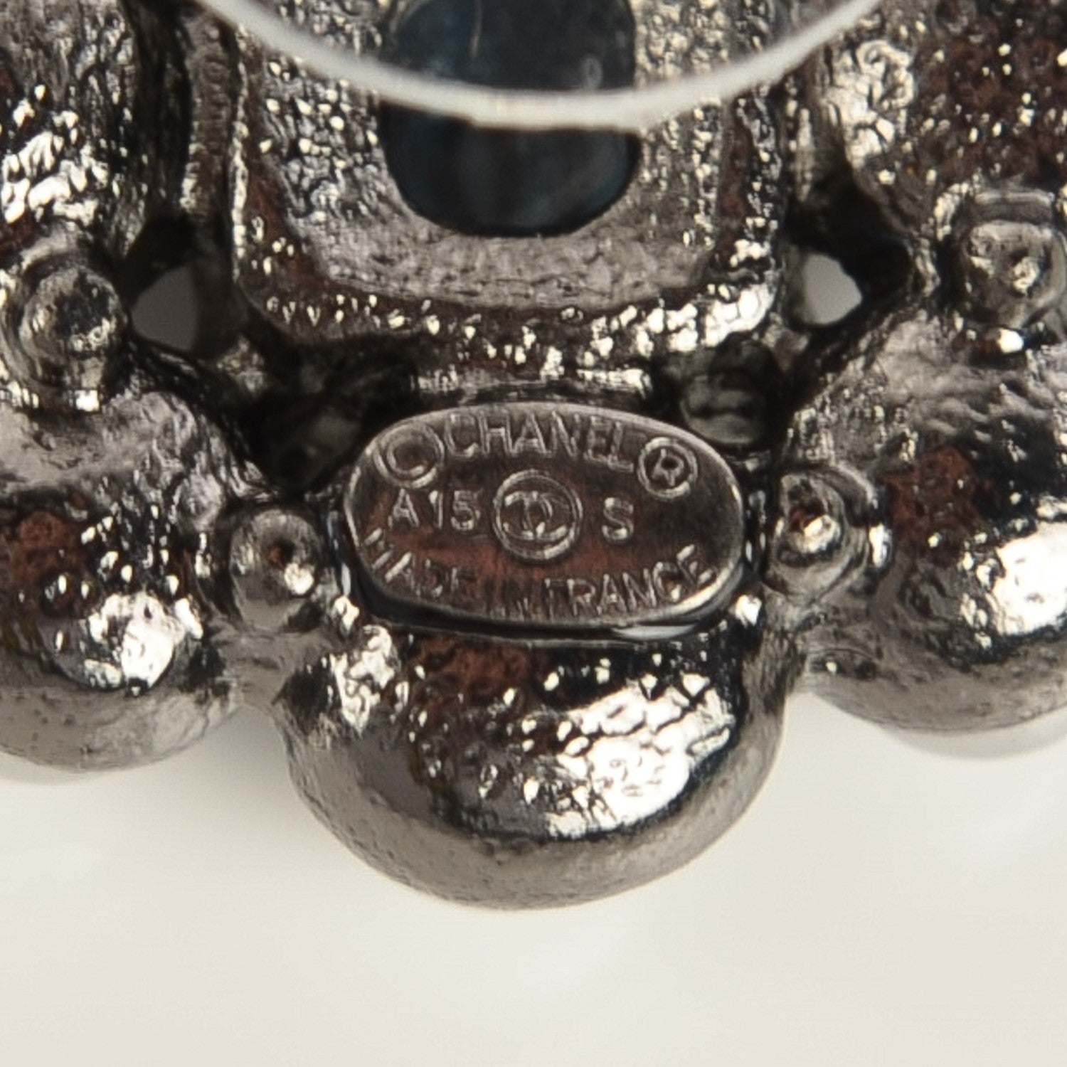 Chanel Pearl Crystal CC Earrings Ruthenium 6 of 6