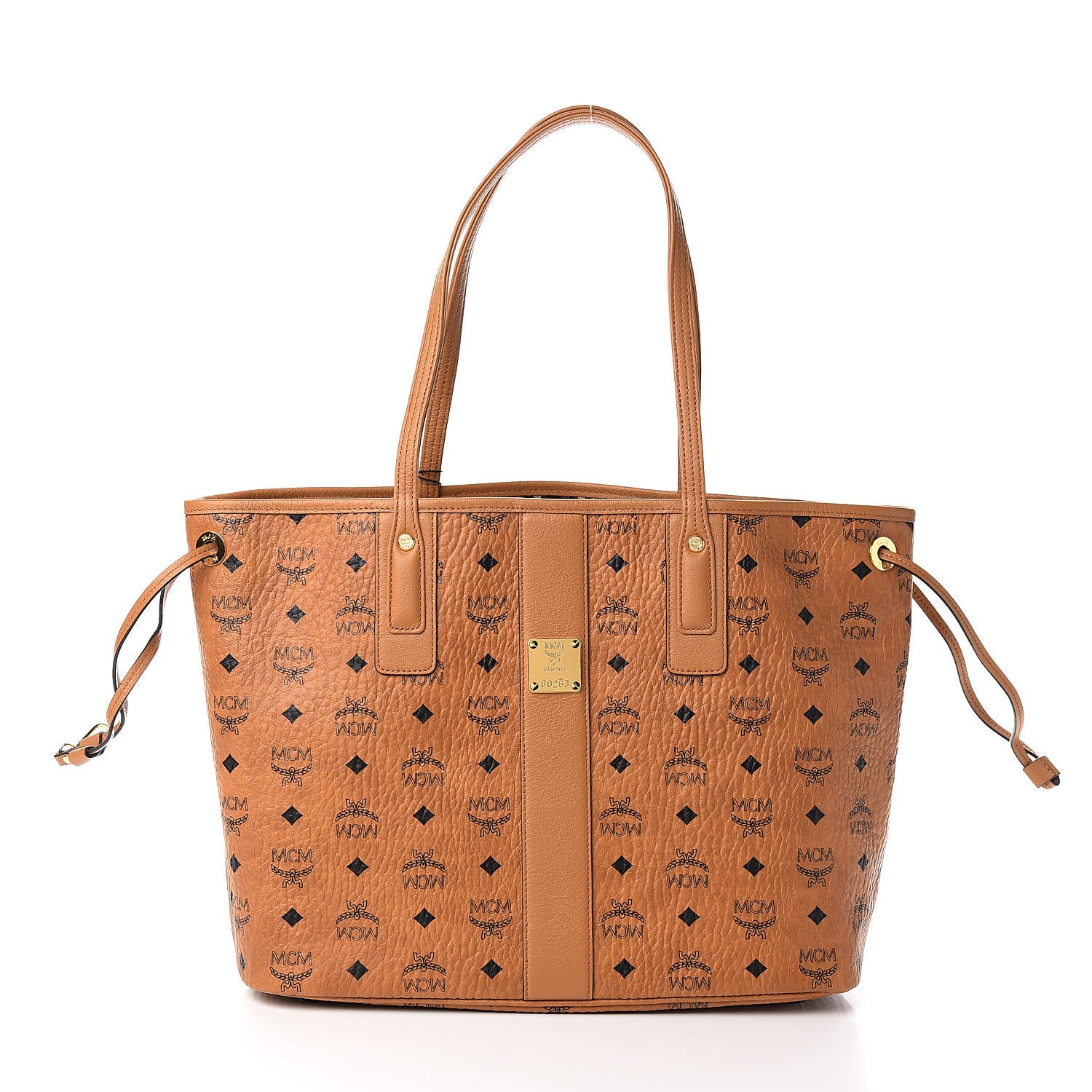 MCM Visetos Medium Liz Reversible Shopper Tote Cognac 4 of 18