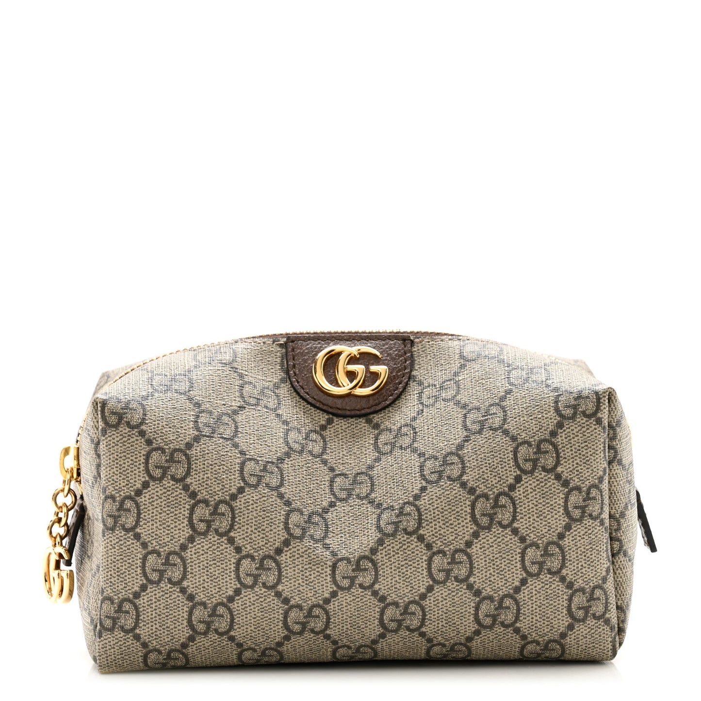 Soft GG Supreme Monogram Calfskin Medium Ophidia Cosmetic Case Beige Ebony New Acero