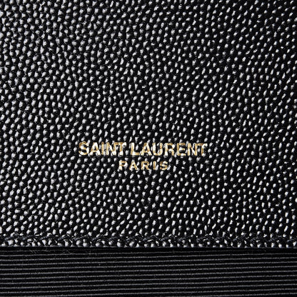 Saint Laurent Grain De Poudre Textured Mixed Matelasse Large Triquilt Monogram Satchel Black 6 of 7