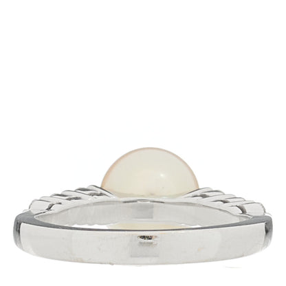 Mikimoto 18K White Gold Diamond Akoya Cultured Pearl 8-8.5mm Morning Dew Ring 53 6.5 4 of 6