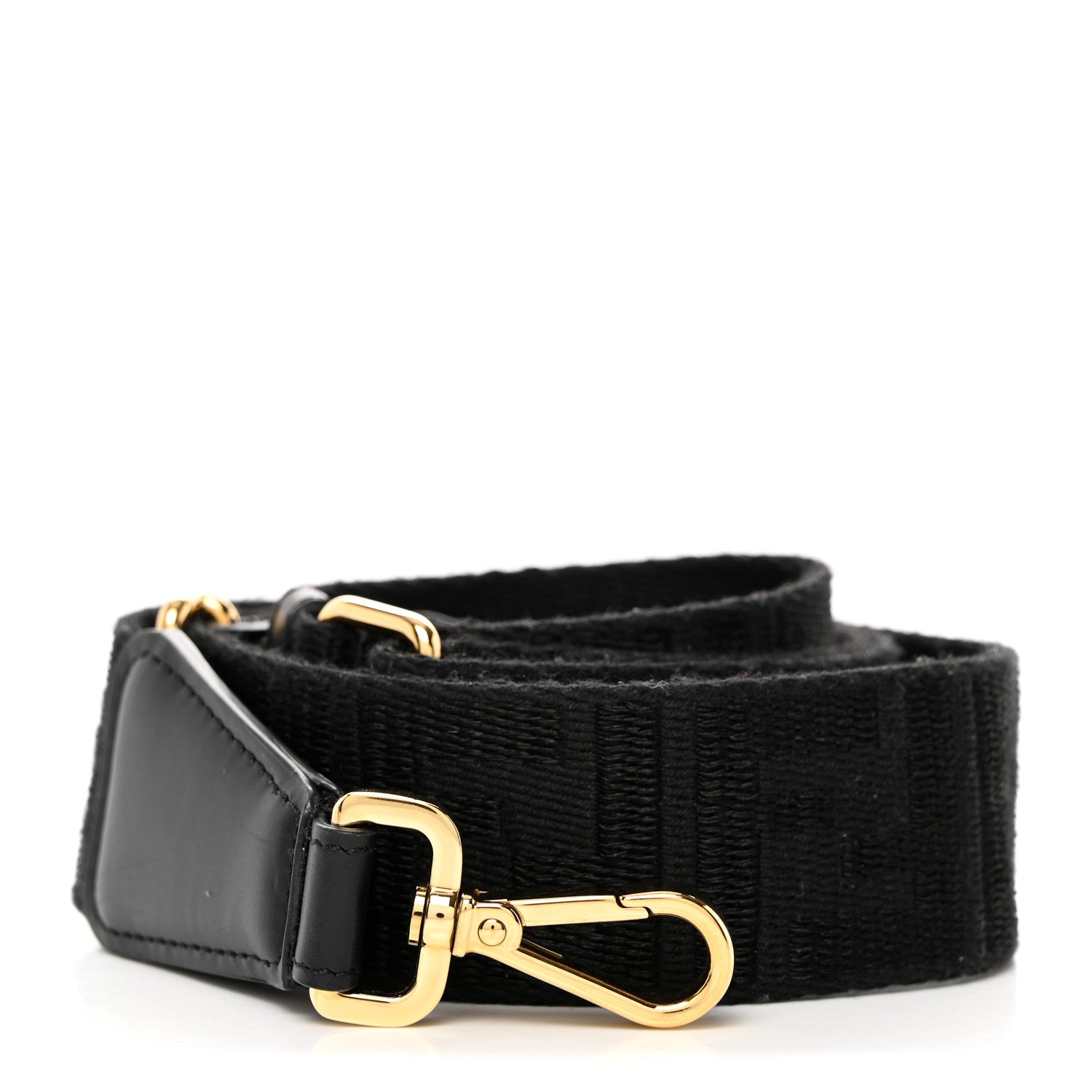 Fendi Jacquard Ribbon Vitello King FF Bi-Color Intreccio Adjustable Strap You Black 1 of 5