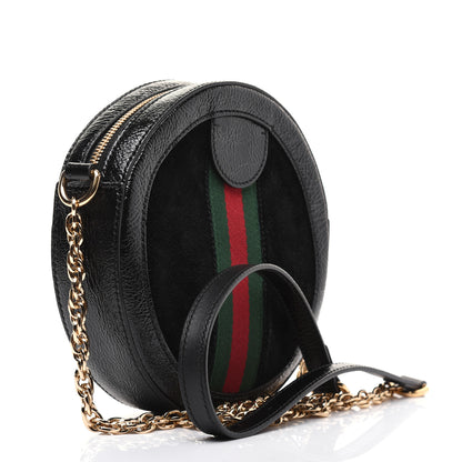 Gucci Suede Patent Web Mini Ophidia Round Shoulder Bag Black 3 of 16