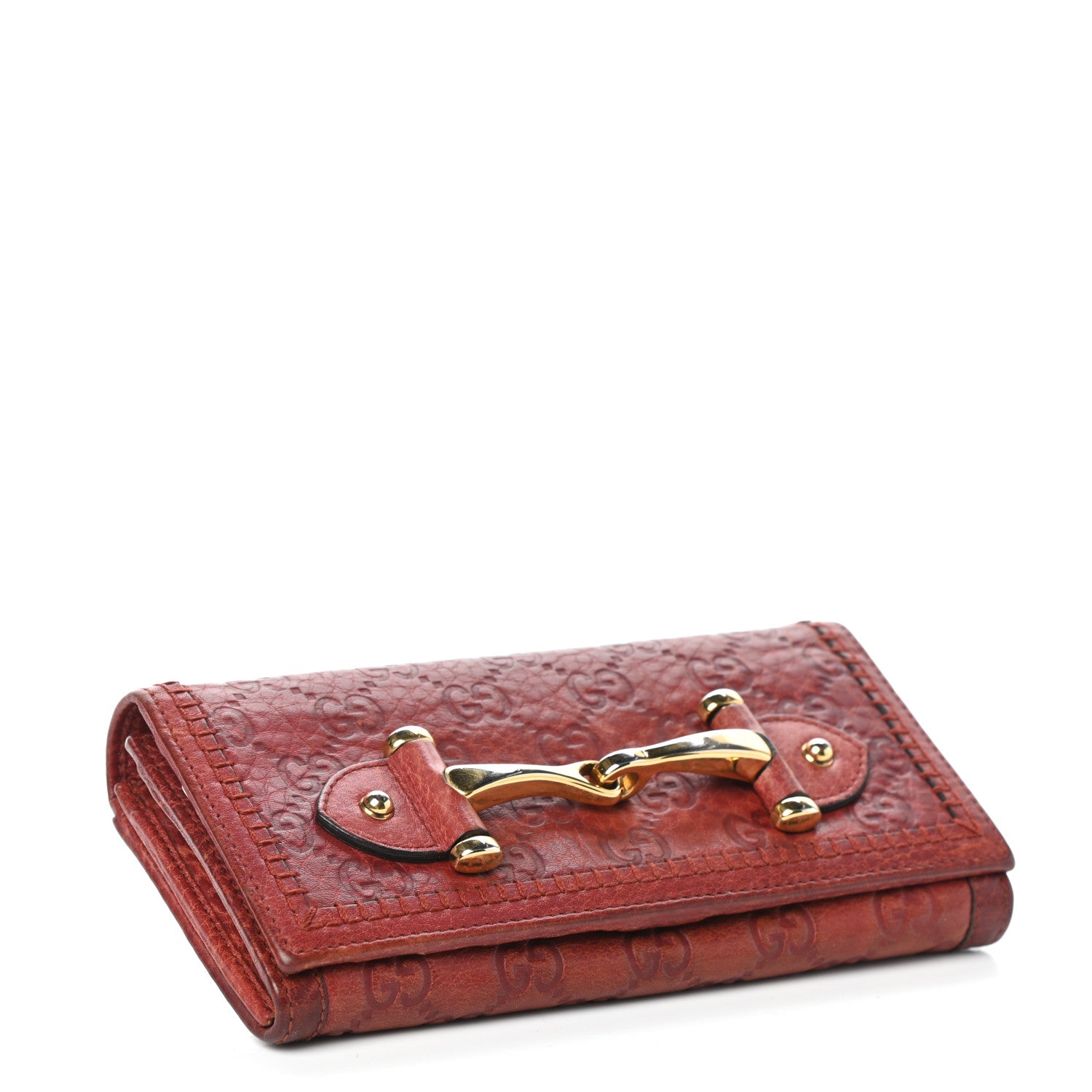 Gucci Guccissima Horsebit Continental Wallet Red 4 of 6