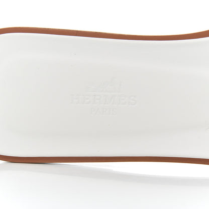Hermes Box Calfskin Oran Sandals 38 White 6 of 10