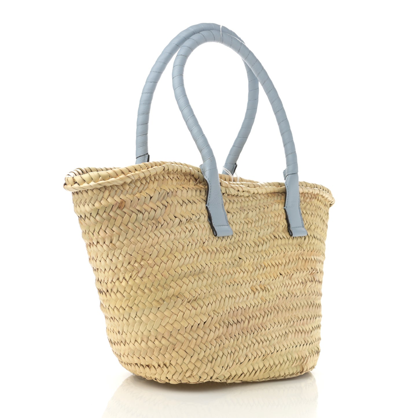 Raffia Small Grain Calfskin Medium Marcie Basket Shady Blue
