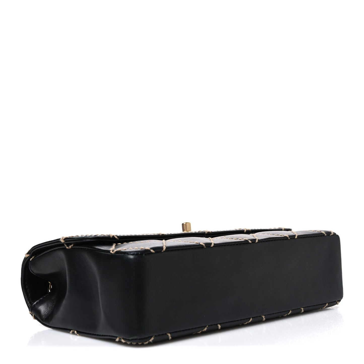 Calfskin Quilted Medium Wild Stitch Flap Black