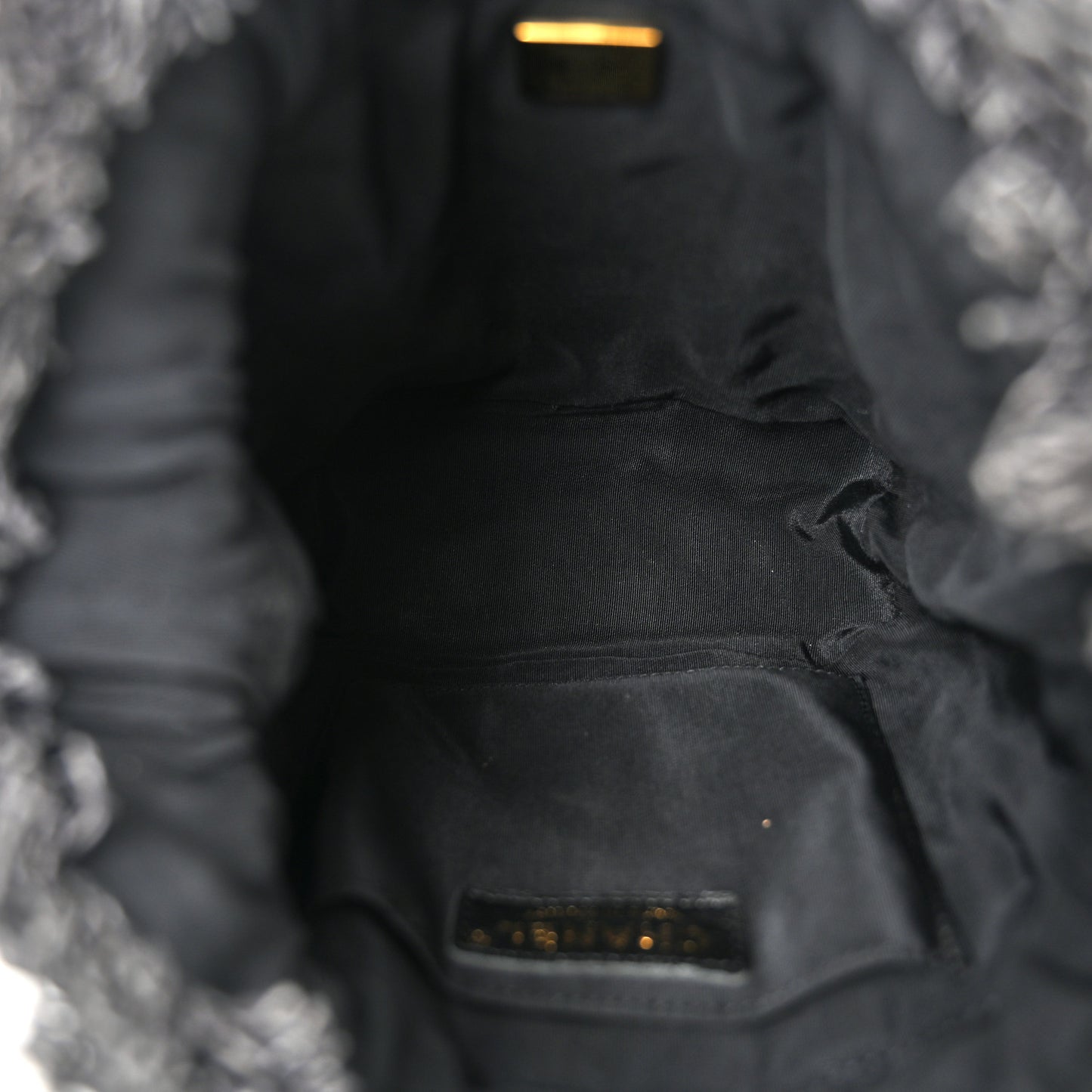 Denim Quilted Mood Small Bucket With Chain Black Multicolor