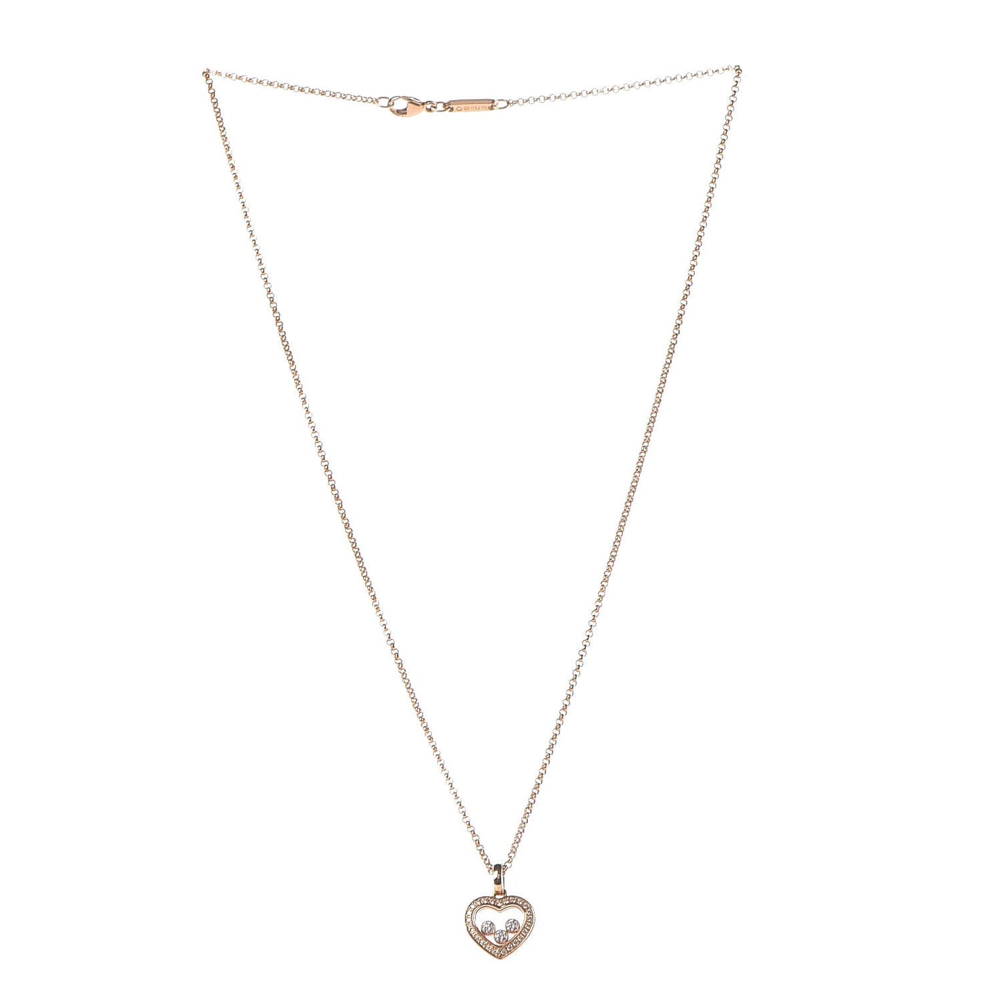18K Yellow Gold Happy Diamonds Floating Heart Pendant Necklace