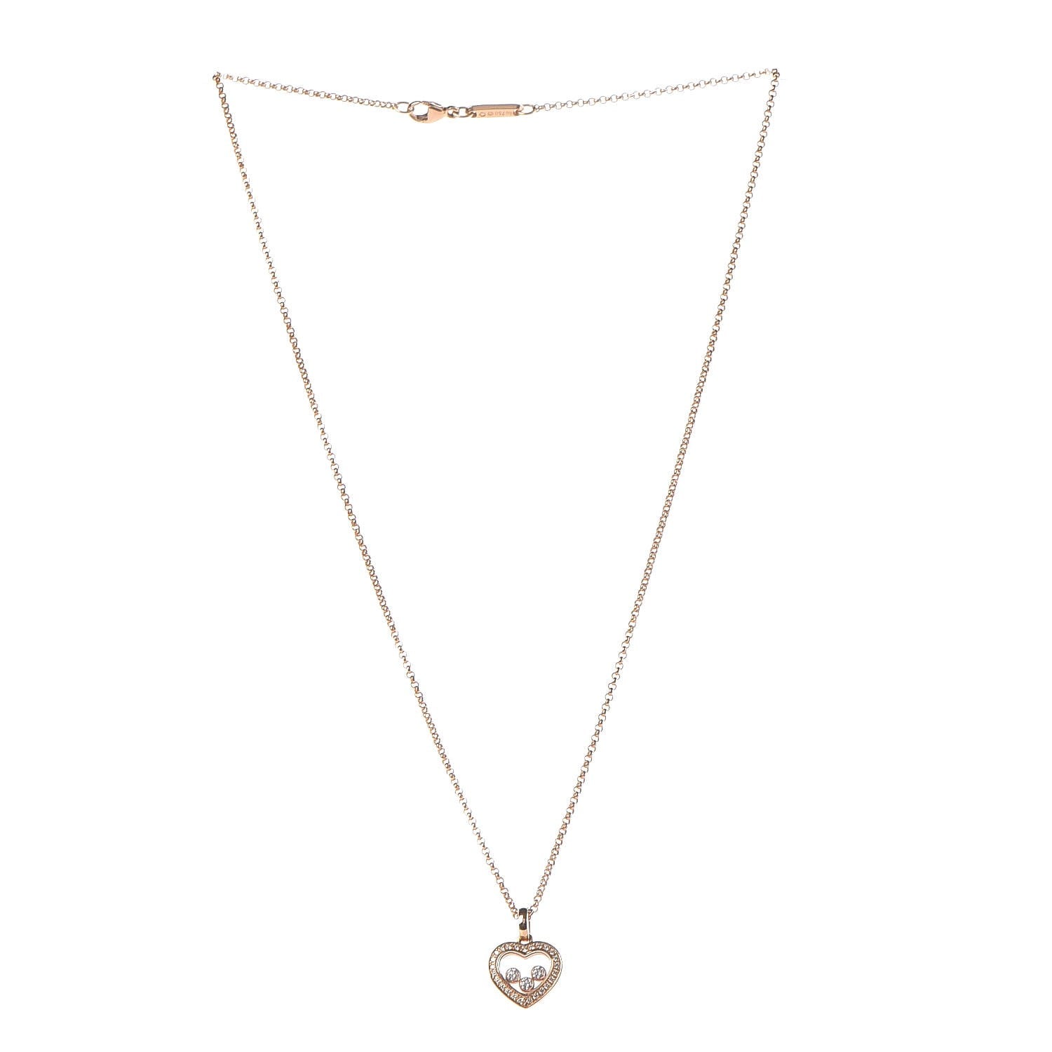Chopard 18K Yellow Gold Happy Diamonds Floating Heart Pendant Necklace 3 of 7