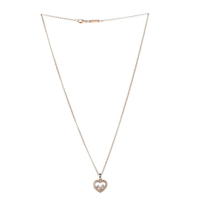 Chopard 18K Yellow Gold Happy Diamonds Floating Heart Pendant Necklace 3 of 7