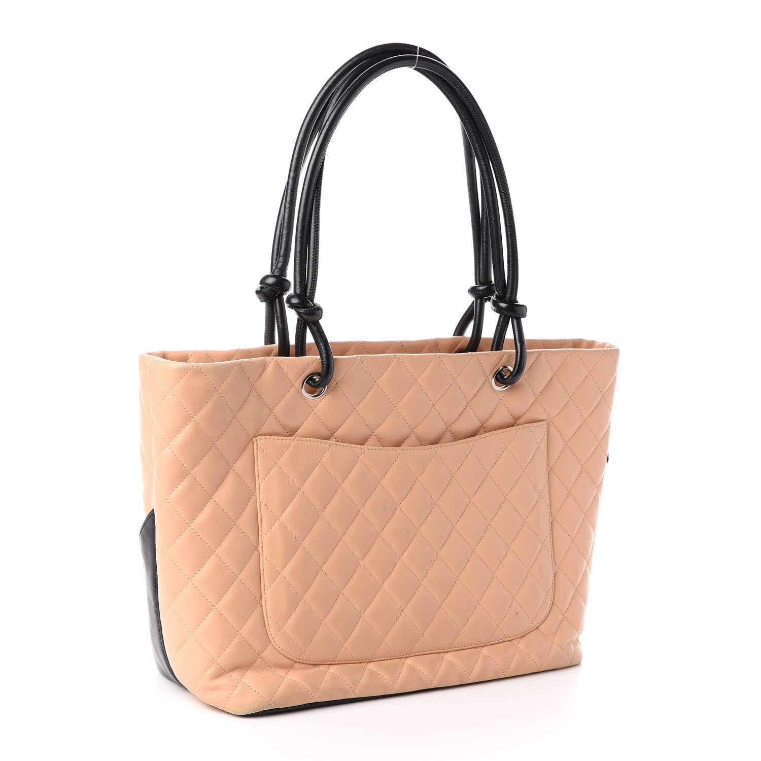 Chanel Calfskin Quilted Large Cambon Tote Beige Black 3 of 12