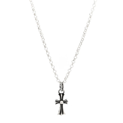 Chrome Hearts Sterling Silver Baby Fat Cross Pendant Roll Chain Necklace 1 of 4