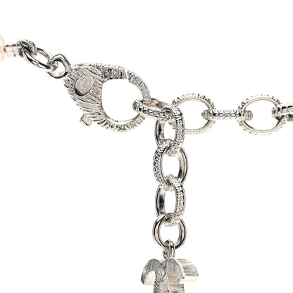 Chanel Pearl Crystal CC Choker Necklace Silver 4 of 5