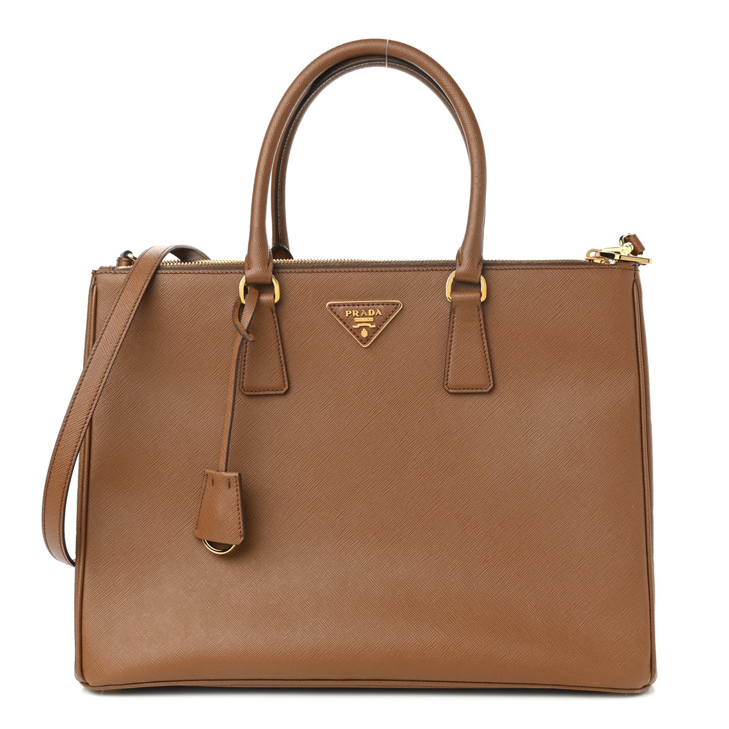 Saffiano Lux Large Galleria Double Zip Tote Caramel