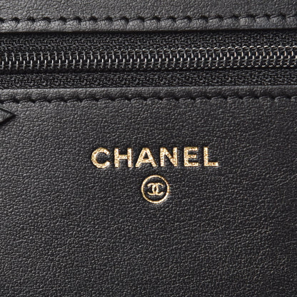 Chanel Calfskin Crocodile Embossed Graffiti 2.55 Cocodile Reissue Wallet On Chain WOC Black Gold 6 of 13