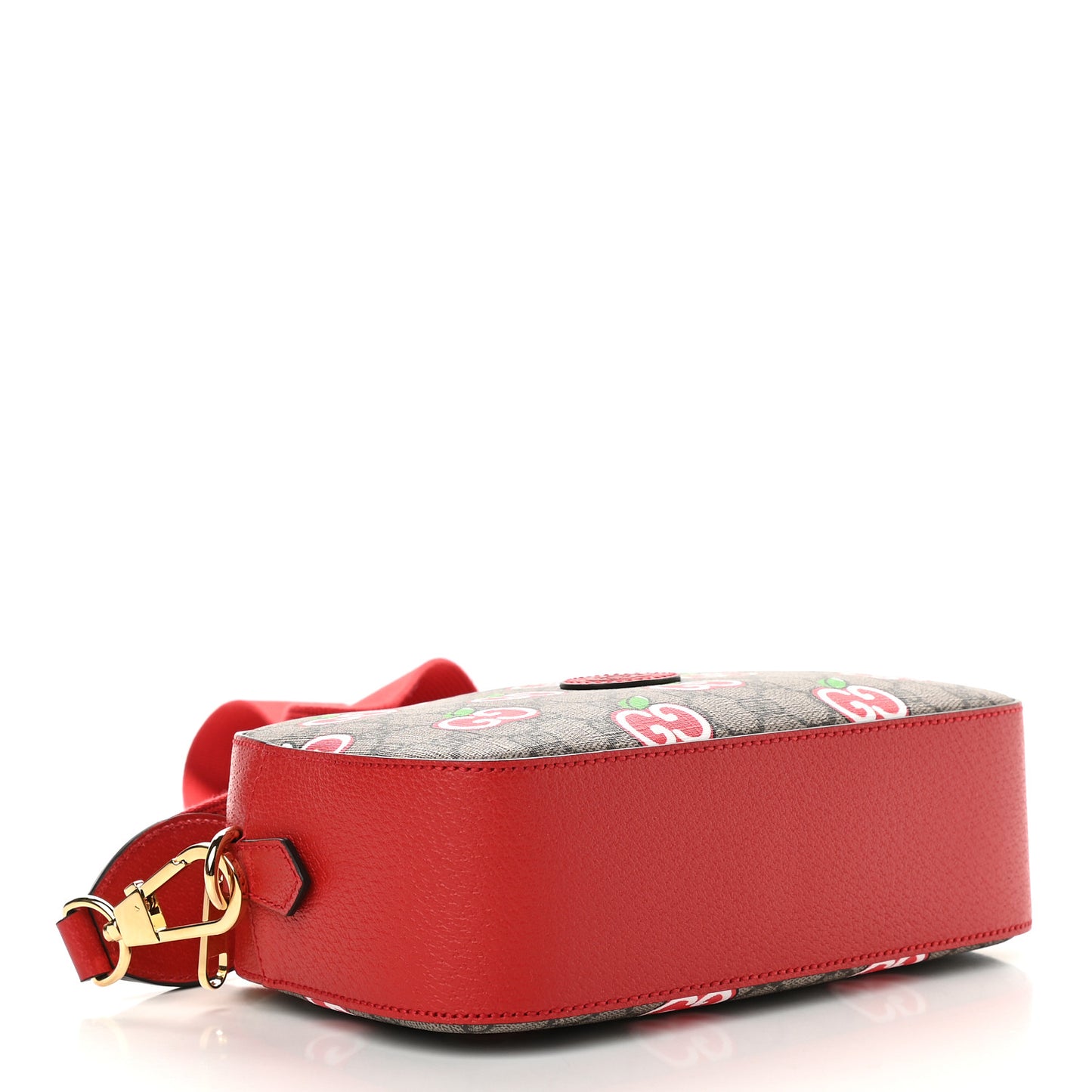 GG Supreme Monogram Apple Small Retro Interlocking G Shoulder Bag Beige Multicolor Lobster Red