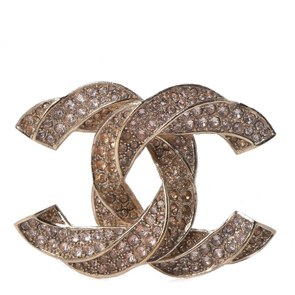 Chanel Crystal Twisted CC Brooch Gold Pale Pink 1 of 5