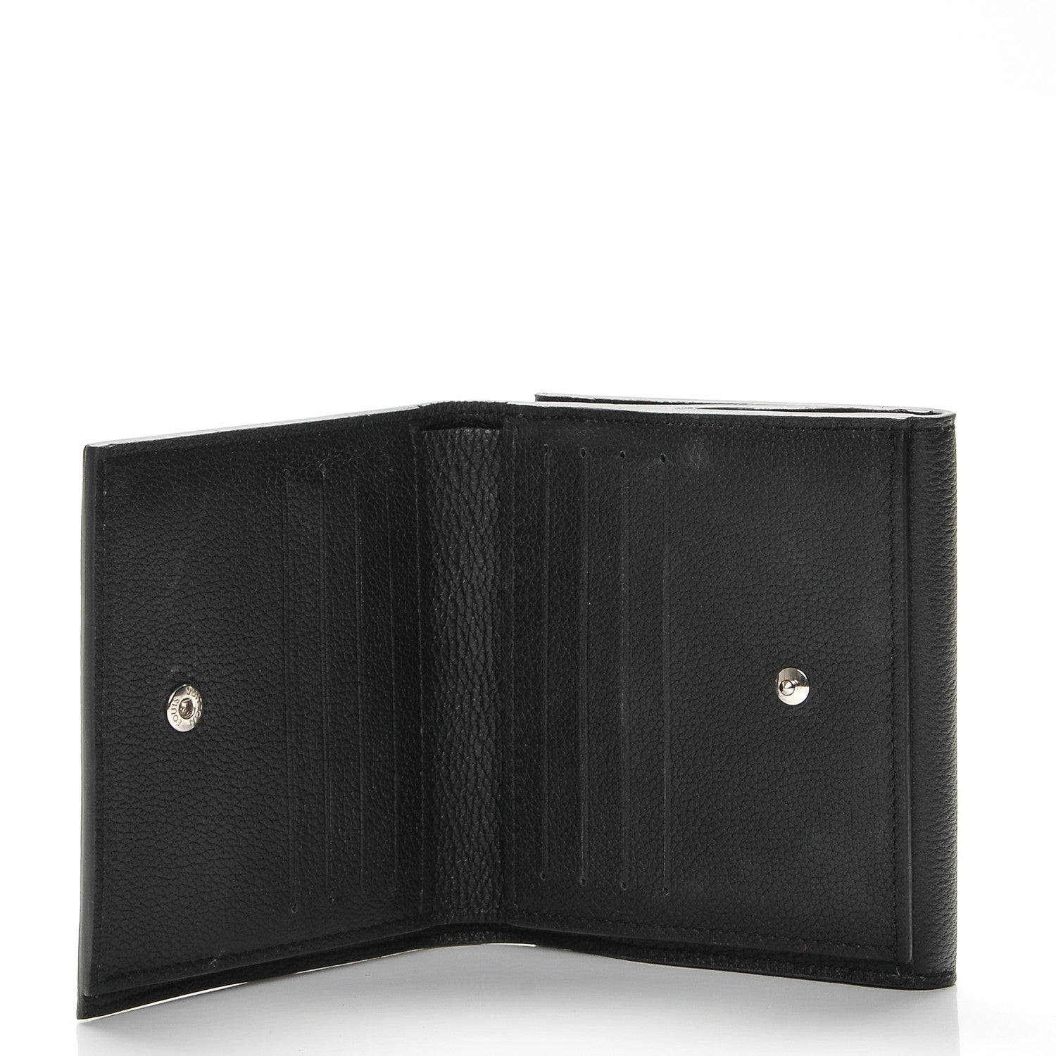 Louis Vuitton Calfskin LockMe II Compact Wallet Black 5 of 6