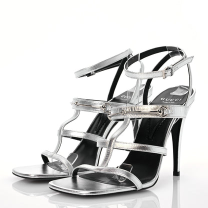 Gucci Nappa Silk High Heel Sandals 40 Argento 3 of 11