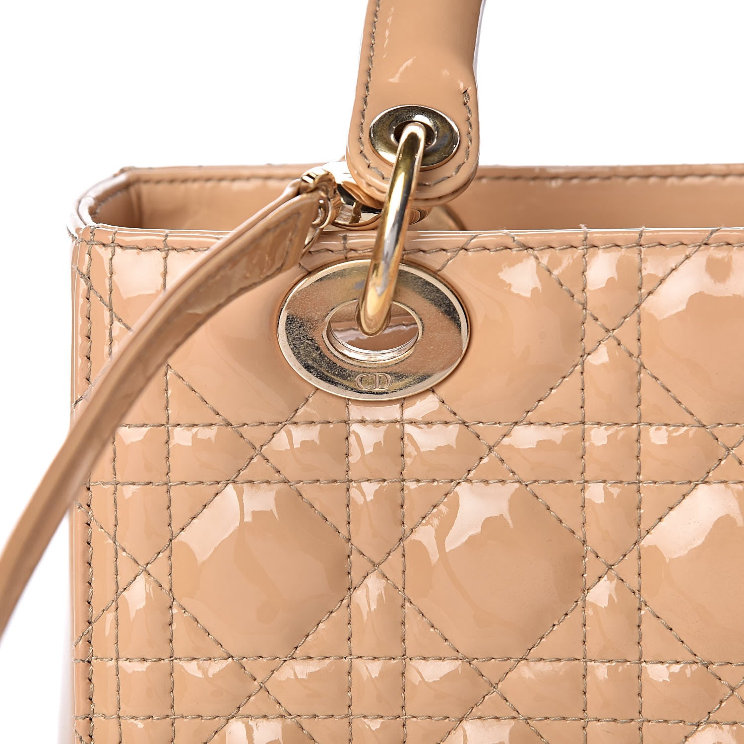 Christian Dior Patent Cannage Medium Lady Dior Beige 16 of 22