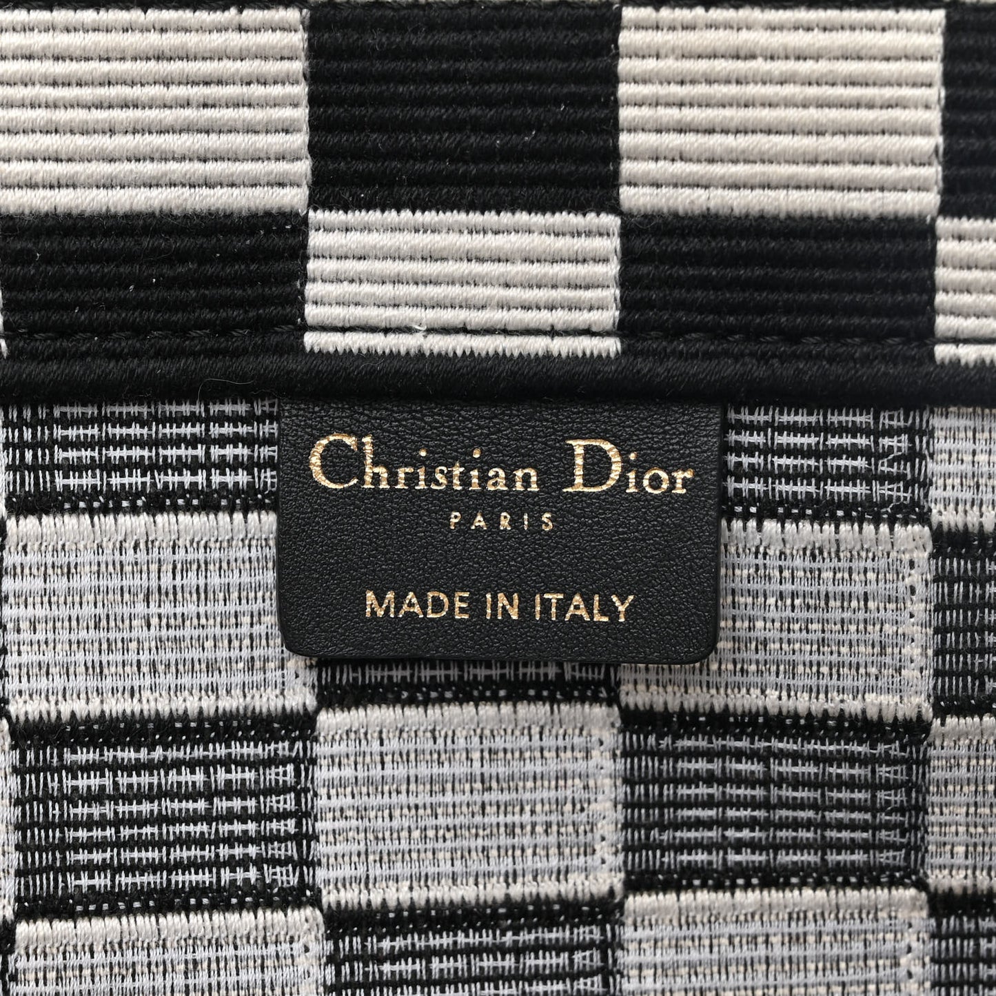 Canvas Embroidered Checkered Book Tote Black White