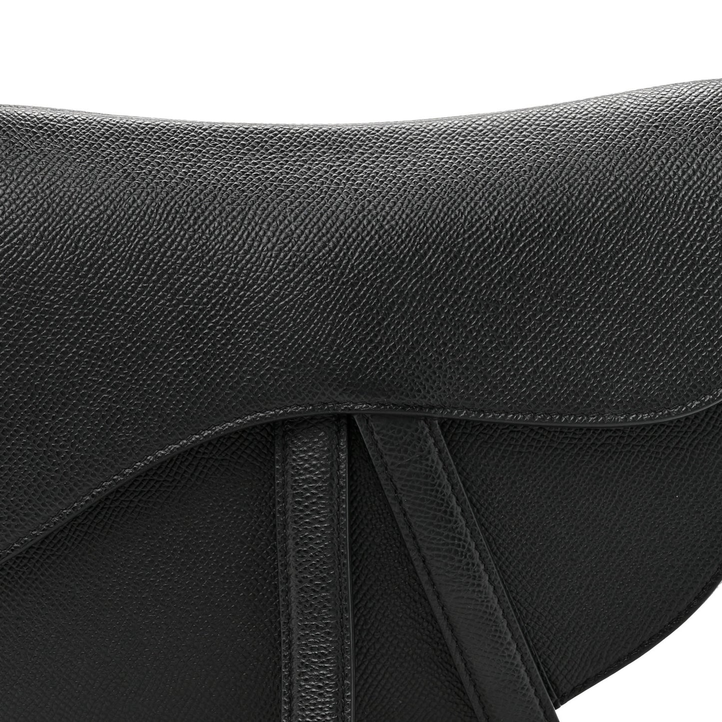 Grained Calfskin Saddle Bag Black