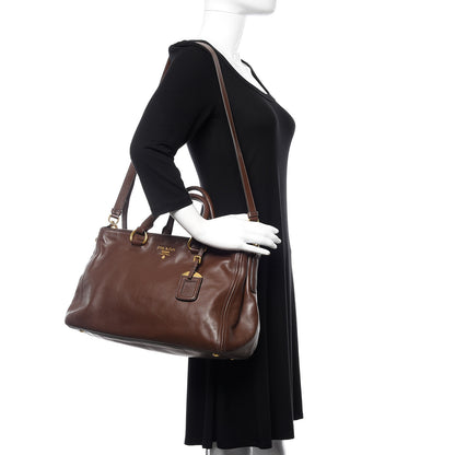 Prada Soft Calf Double Zip Shoulder Bag Nocciolo 2 of 12