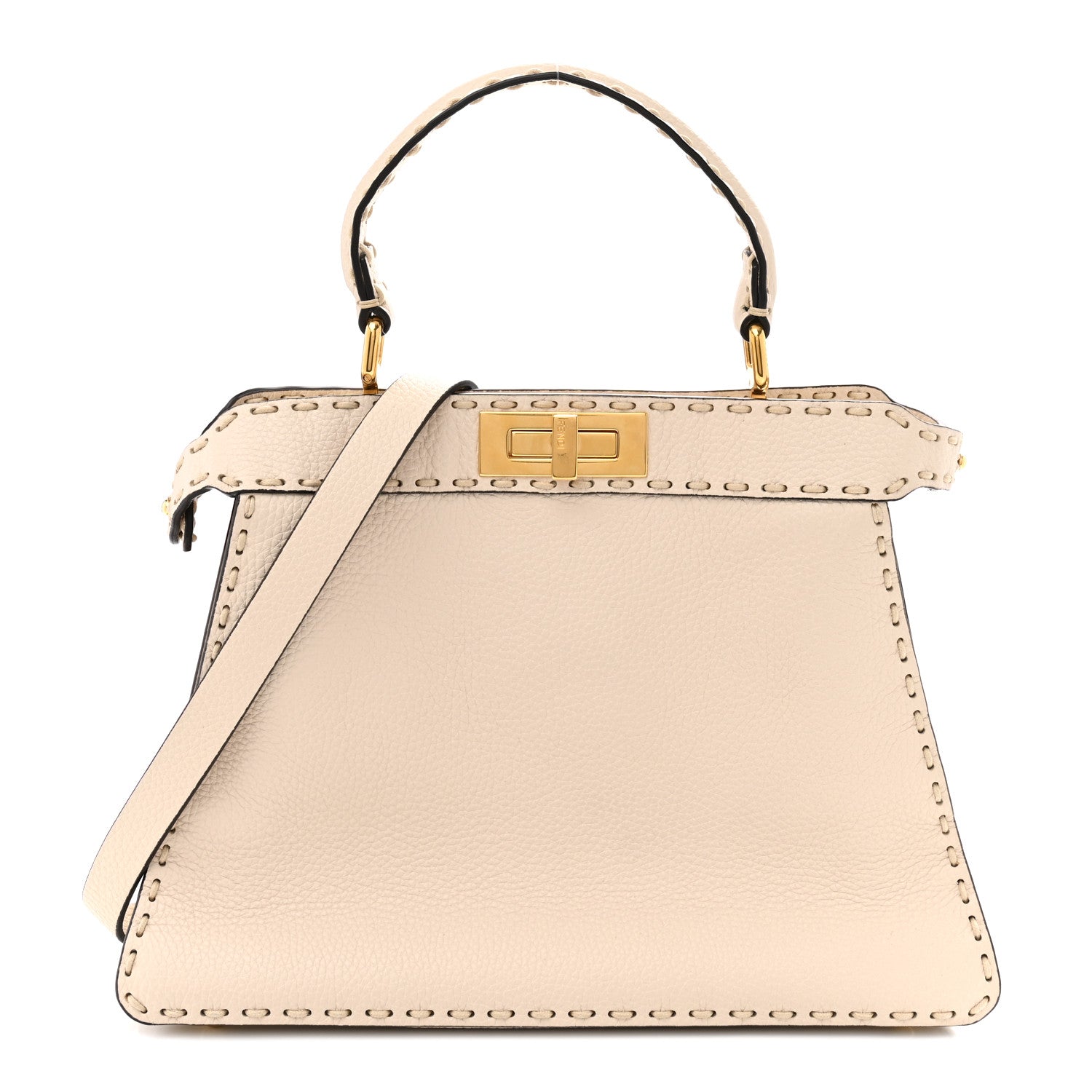 Fendi Cuoio Romano Selleria Chamois Medium Peekaboo I SEE U Satchel White 1 of 19