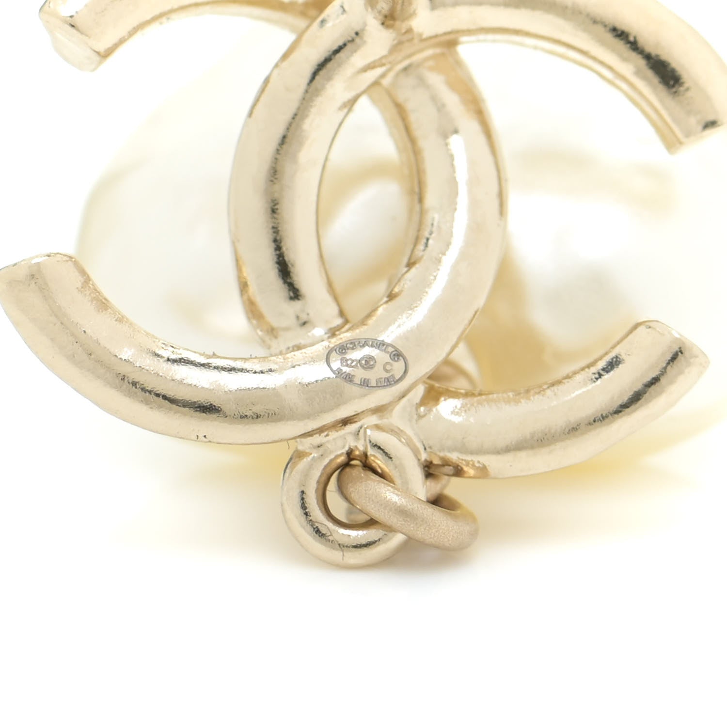 Chanel Pearl CC Heart Drop Earrings Gold 4 of 5