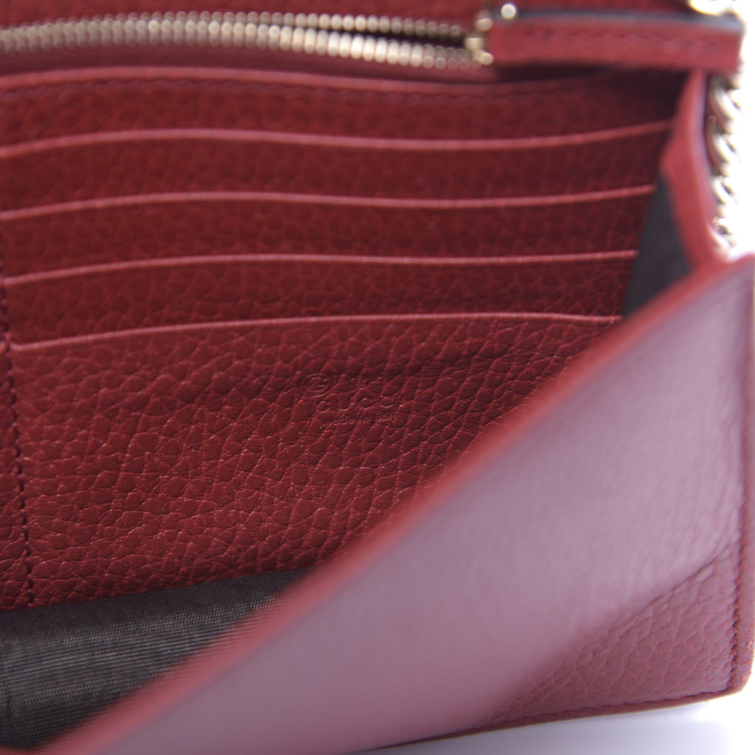 Gucci Dollar Calfskin Interlocking G Chain Wallet Red 6 of 12