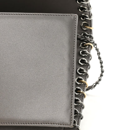 Chanel Lambskin Chocolate Bar Piercing CC Studded Small Chain Flap Bag Grey 11 of 12
