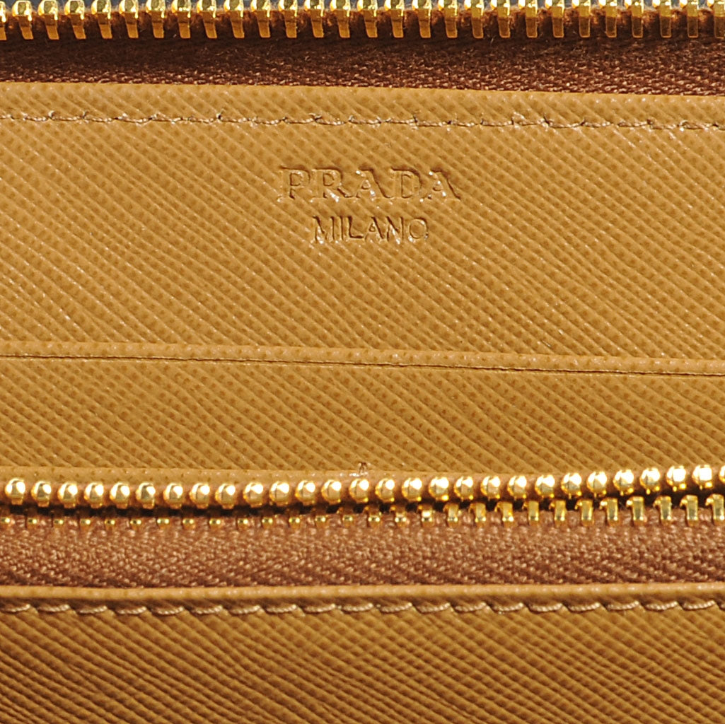 Prada Saffiano Zip Around Wallet Caramel 6 of 8