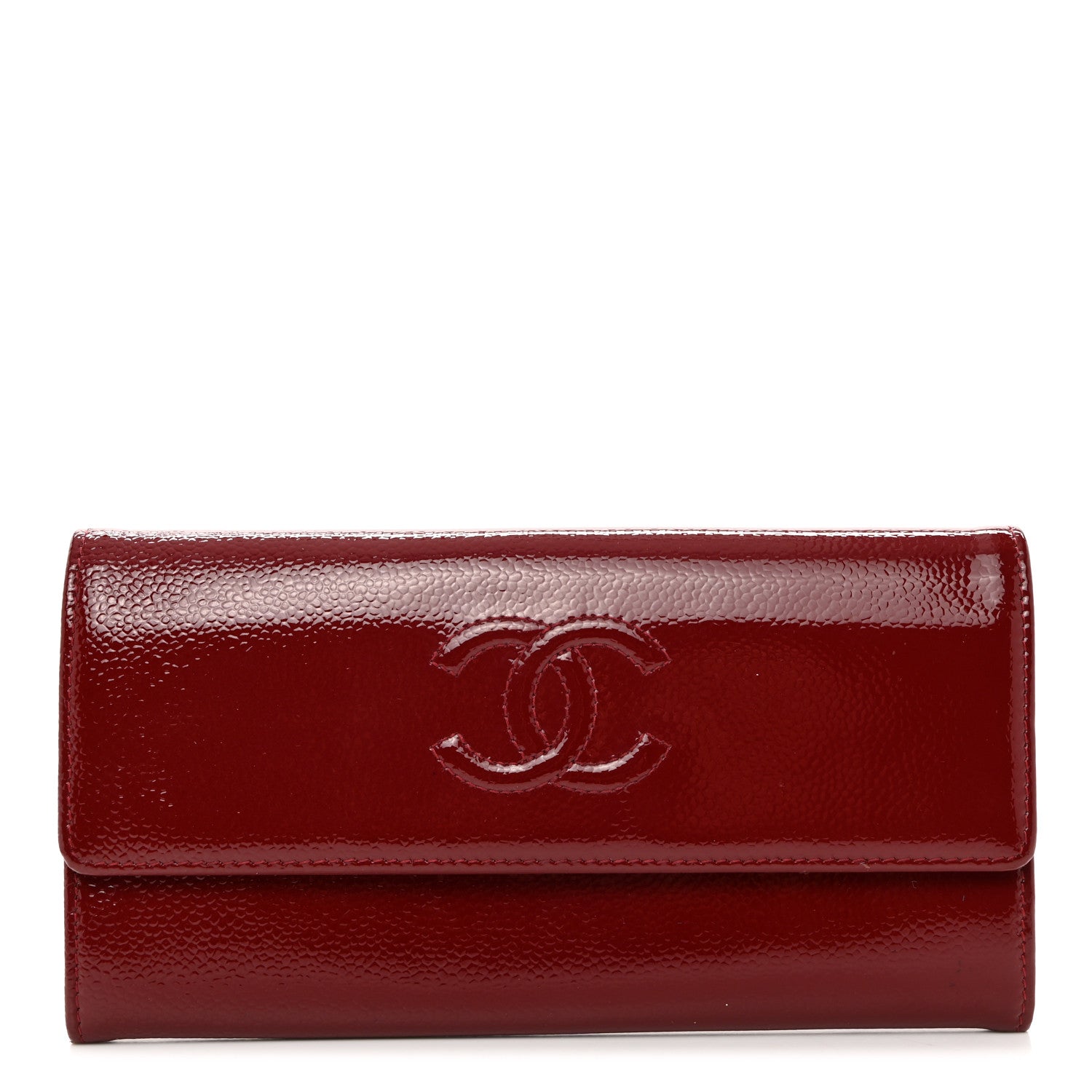 Chanel Patent Caviar Timeless CC Large Gusset Flap Wallet Burgundy 1 of 7