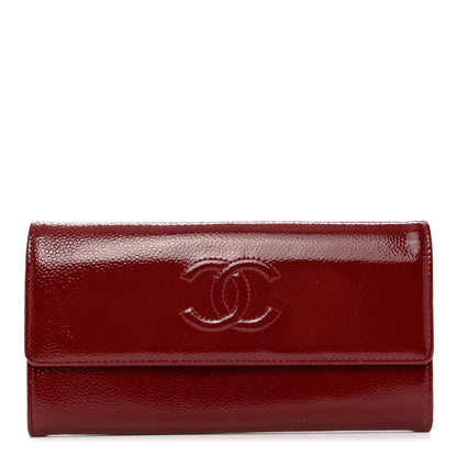 Chanel Patent Caviar Timeless CC Large Gusset Flap Wallet Burgundy 1 of 7