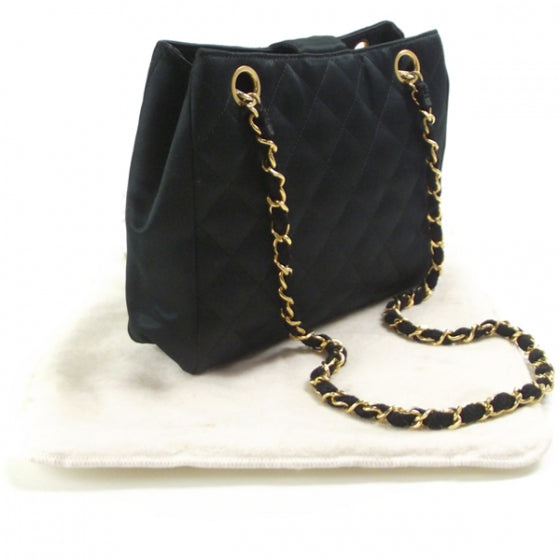 Rhinestone Satin Evening Bag Black