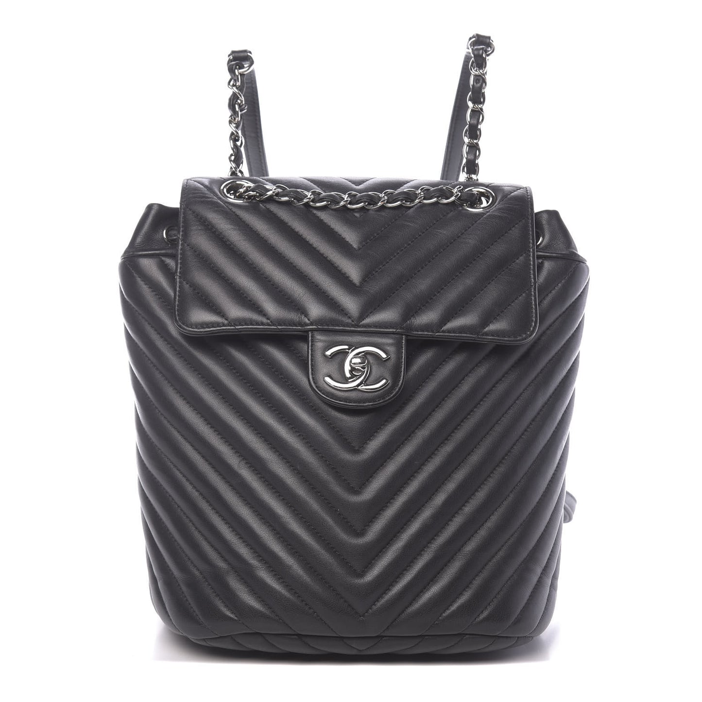 Lambskin Chevron Quilted Small Urban Spirit Backpack Black